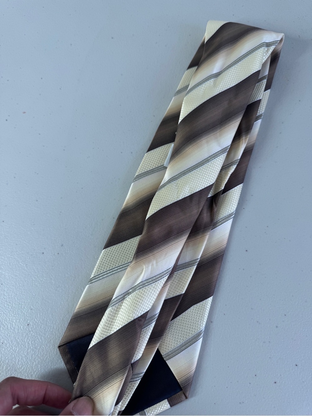 Valentino Cravatte Striped Brown Gold Silk Tie Luxury Designer Classic Wedding - Picture 4 of 13